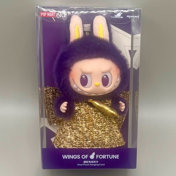PopMart Authentic LABUBU × PRONOUNCE WINGS OF FORTUNE Vinyl Plush Hanging Card - Picture 3 of 12